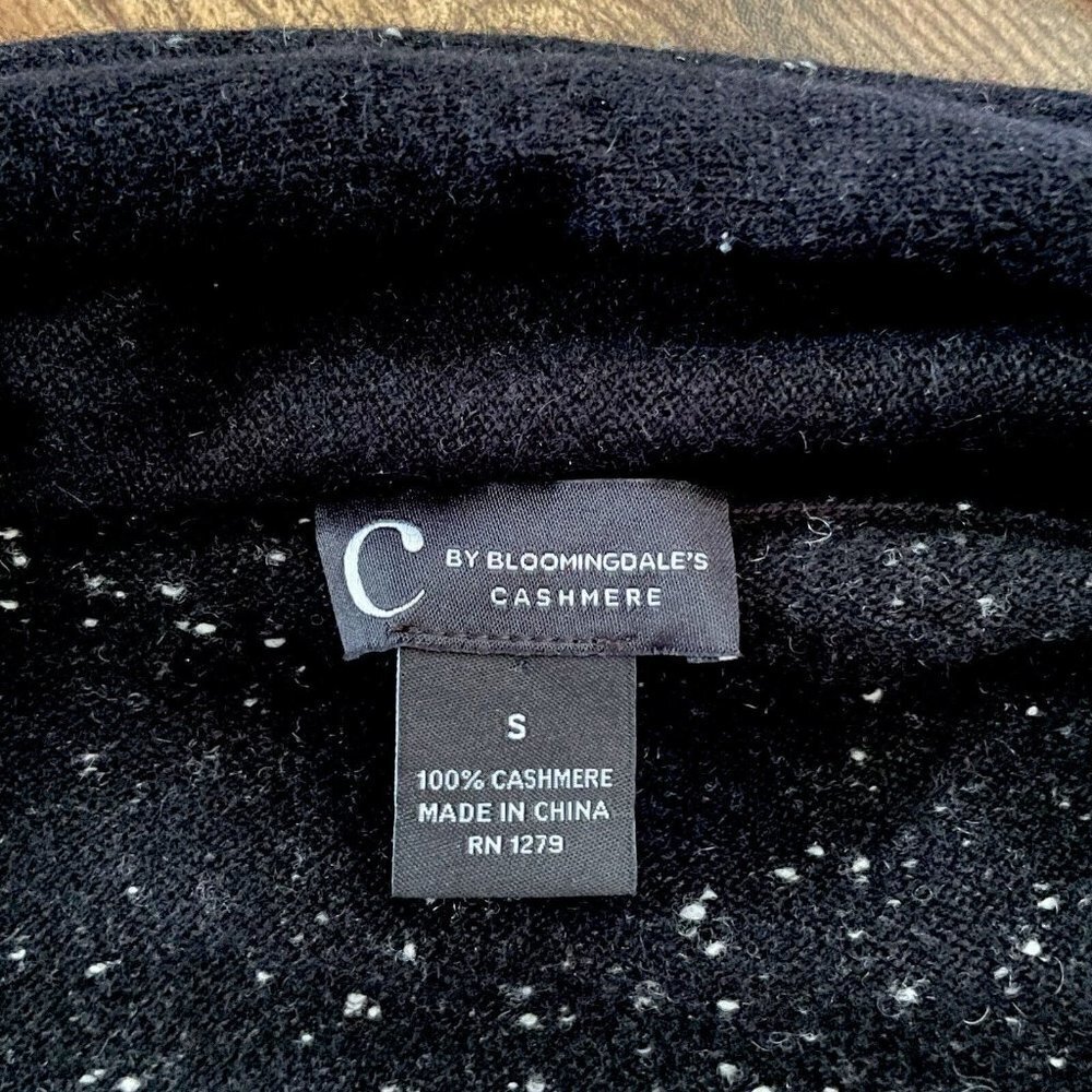 C by Bloomingdales Womens 100% Cashmere Cardigan Sz S Black Open Front Sweater - Picture 8 of 8